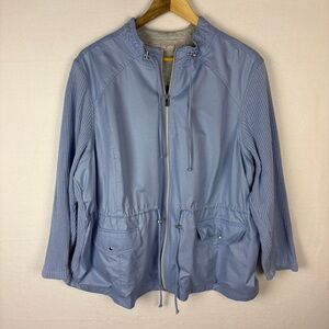 Chico's Light Blue Windbreaker Utility Jacket Active Beach